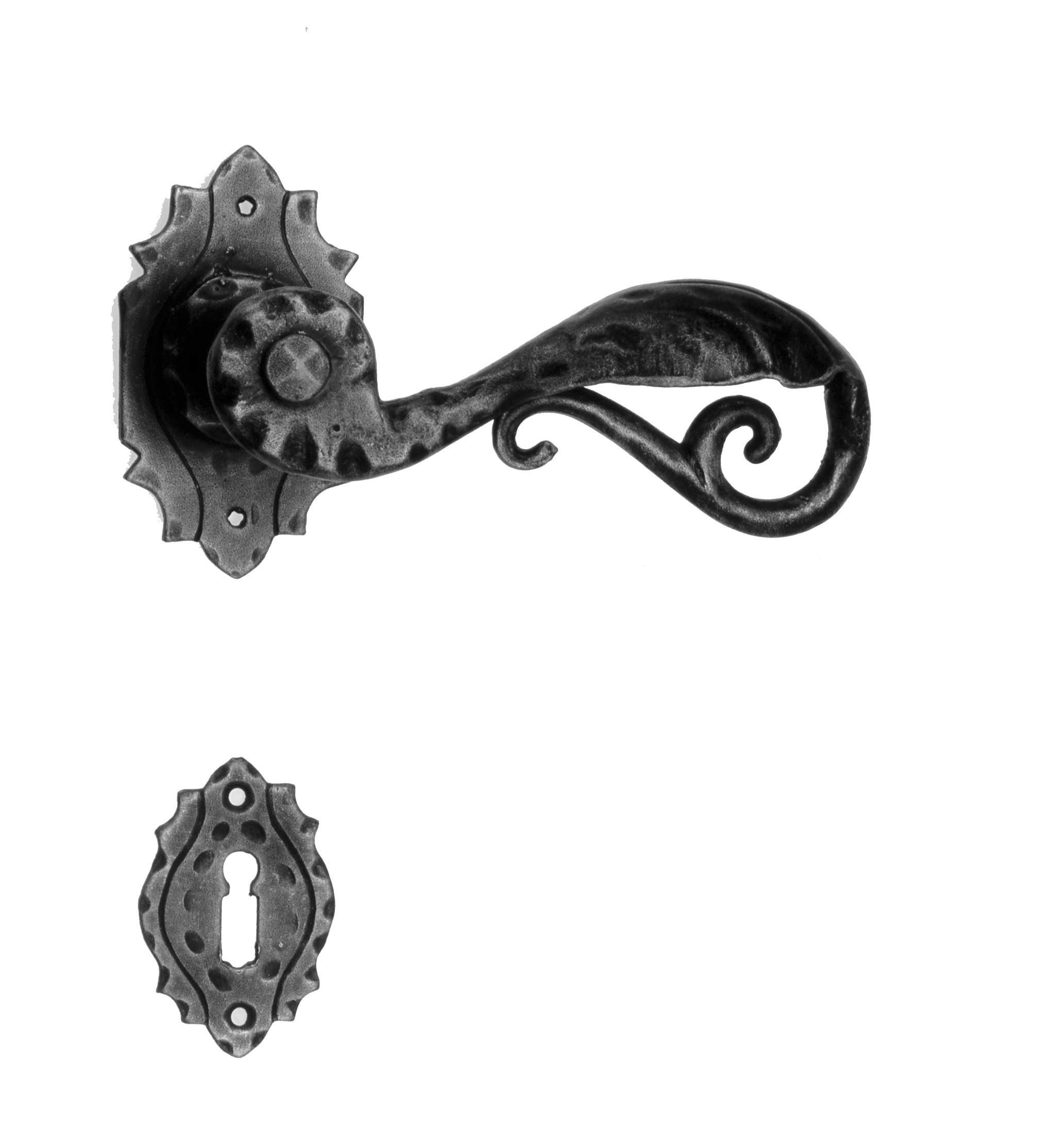 Galbusera Door Fitting Door Handle Wrought Iron Model TRIEST PZ Rosette Set Black Antique