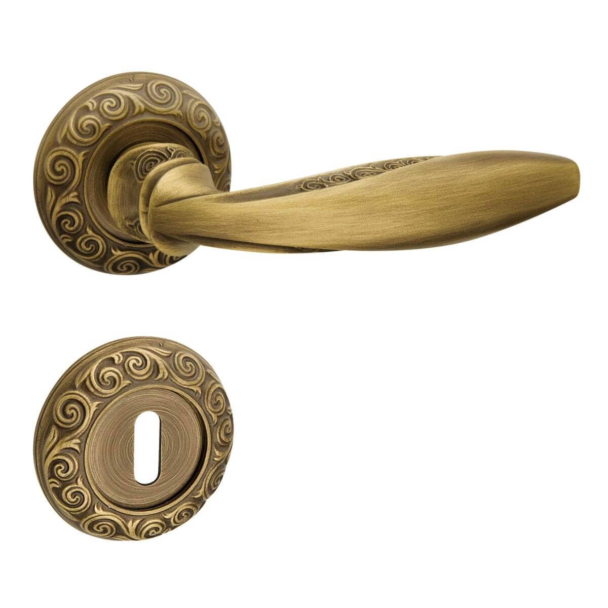 Fimet Drückergarnitur ANNA 177-250F aus Messing, BB - Buntbart - Bronze satiniert