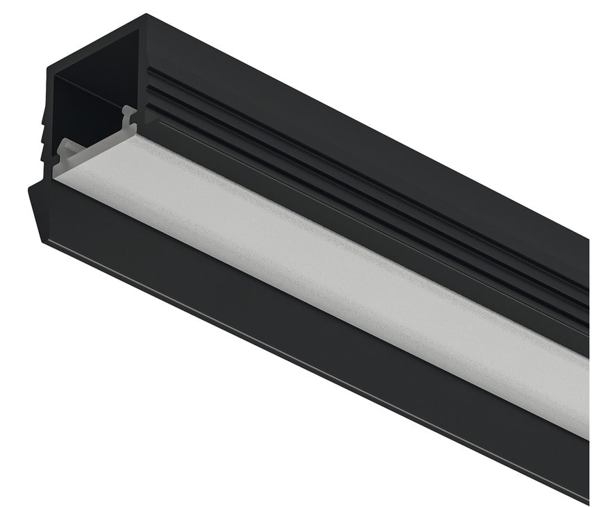 Häfele LOOX5 LED perfil empotrado 1105 de aluminio, anchura interior 11 mm, perfil negro - 3000 mm