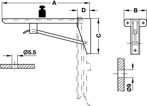 Hebgo Schwerlastkonsole aufklappbar 150 kg Klappkonsole Stahl grau Skizze