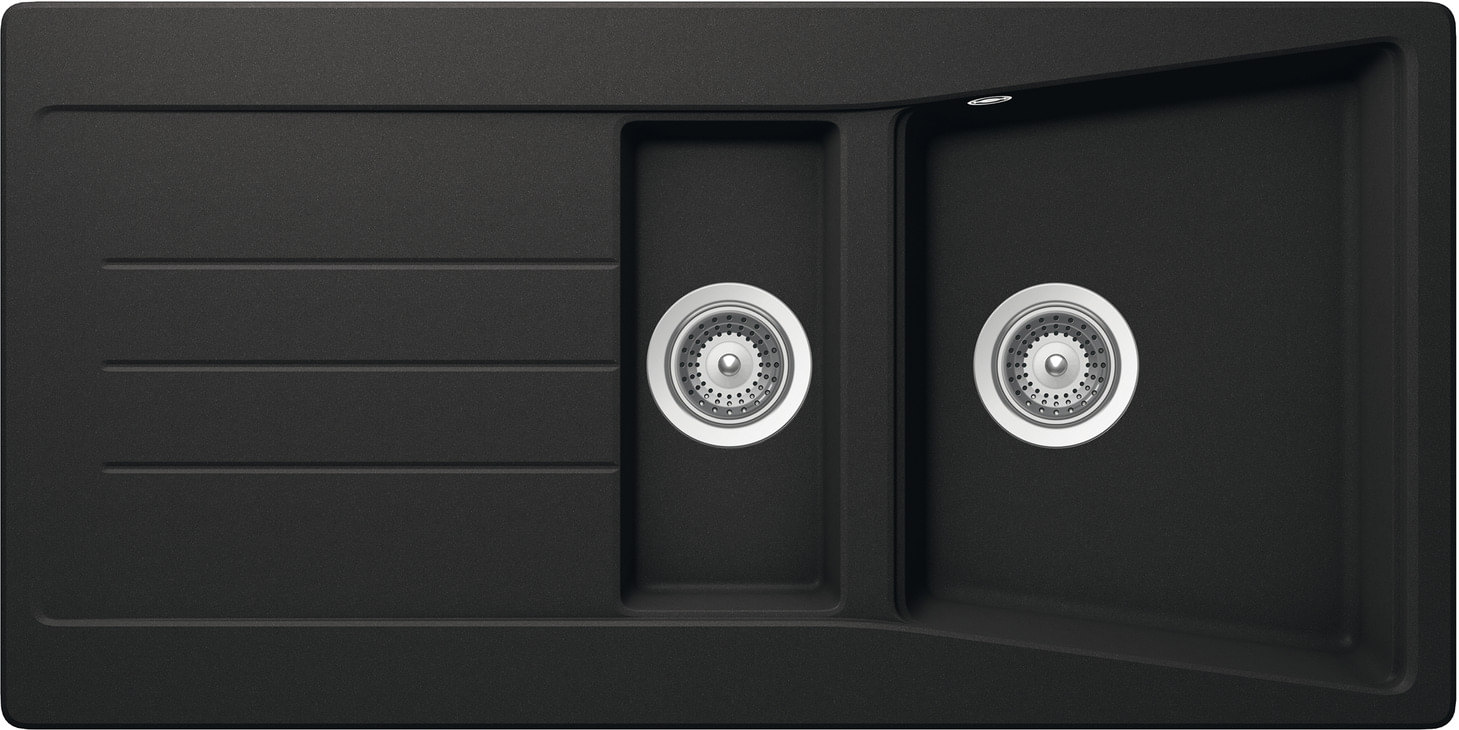 Aufbauspüle AS02B mit Abtropfbecken 1000 x 500 mm Schwarz Matt