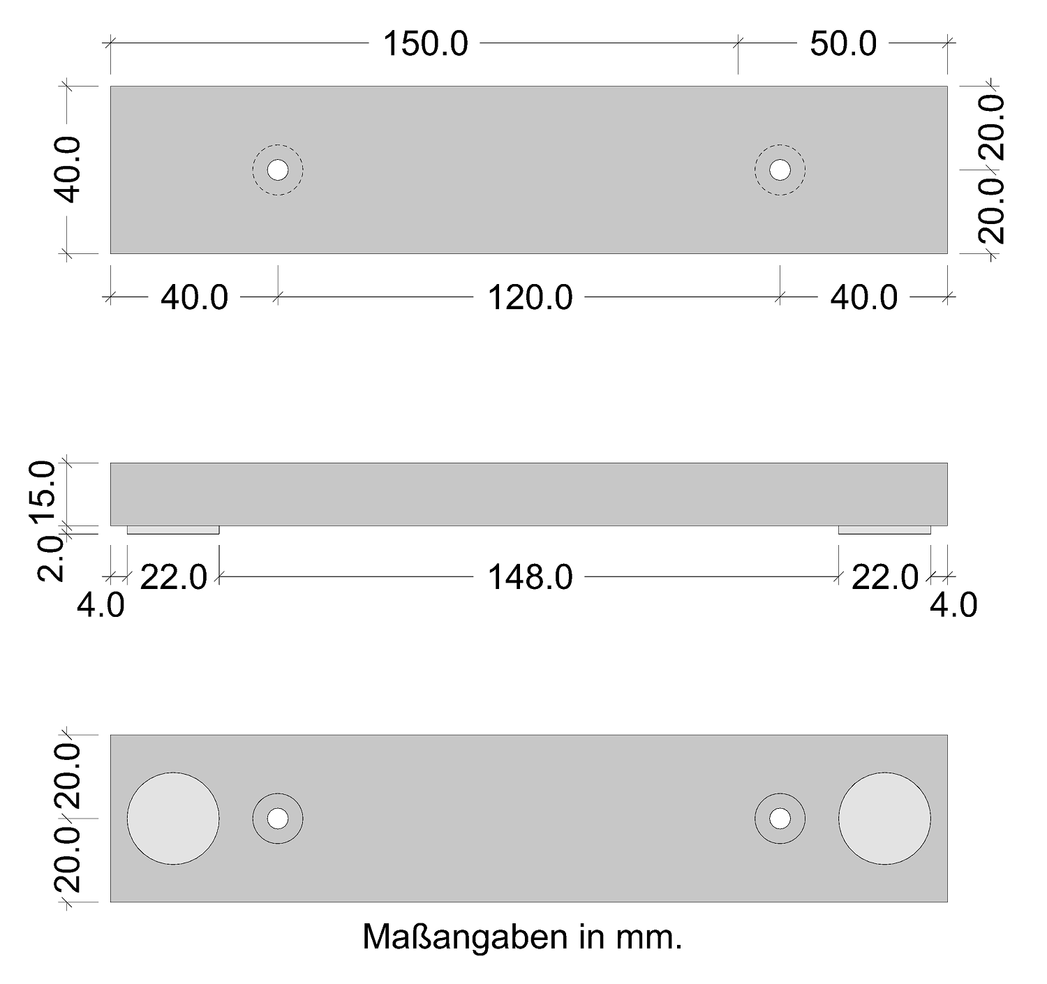 Möbelfuß Edelstahl Skizze 200 mm