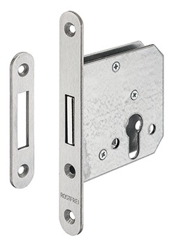 Häfele Startec Bar Insert Lock for Hinged Doors PZ Backset 55 mm Stainless Steel or Steel