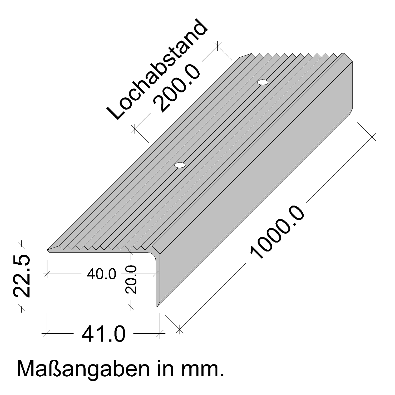 Treppenwinkel 41x23 mm Aluminium Skizze