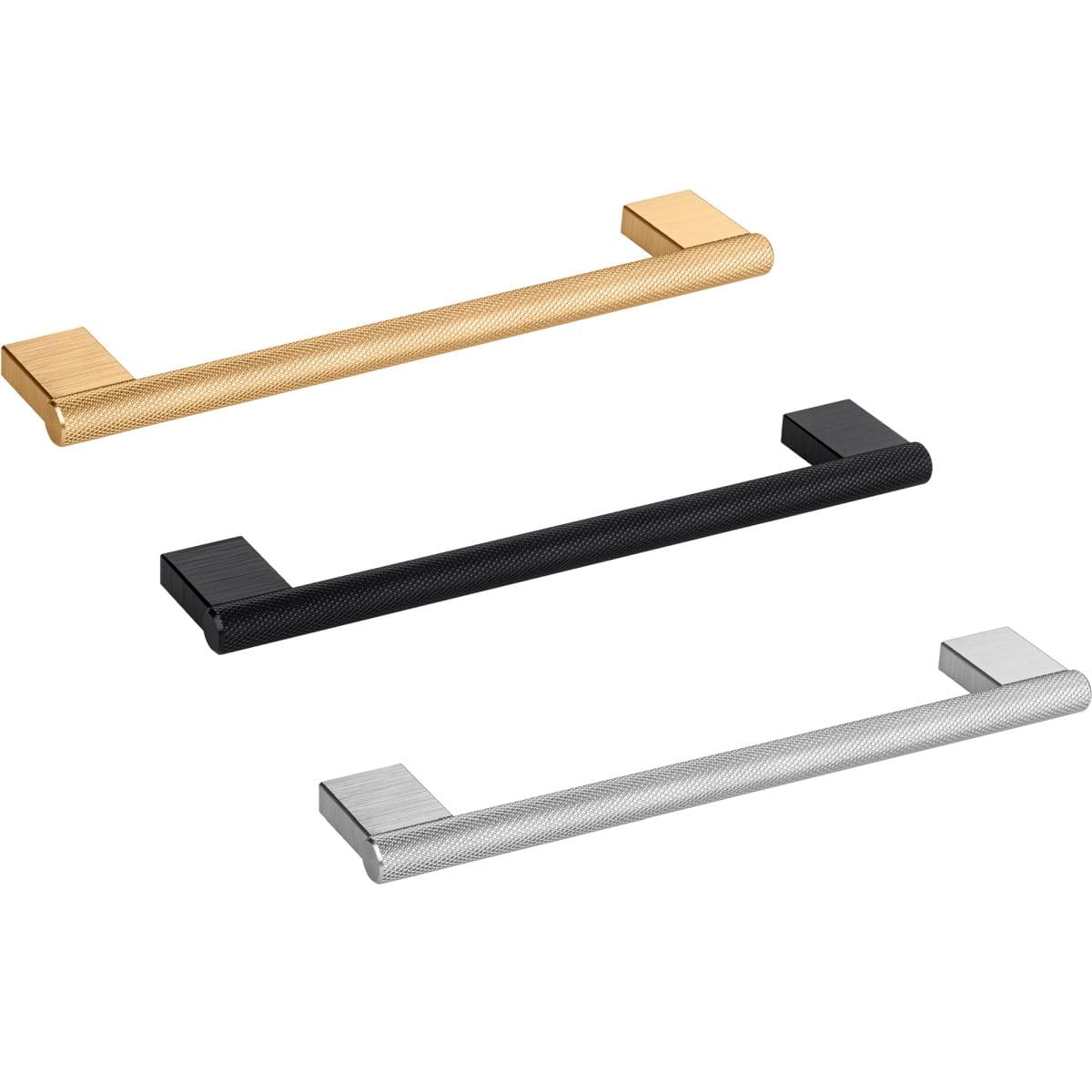 Viefe Möbelgriff GRAF MINI aus Aluminium geriffelt Ø 10 mm, Edelstahl-Optik - Bohrabstand 256 mm