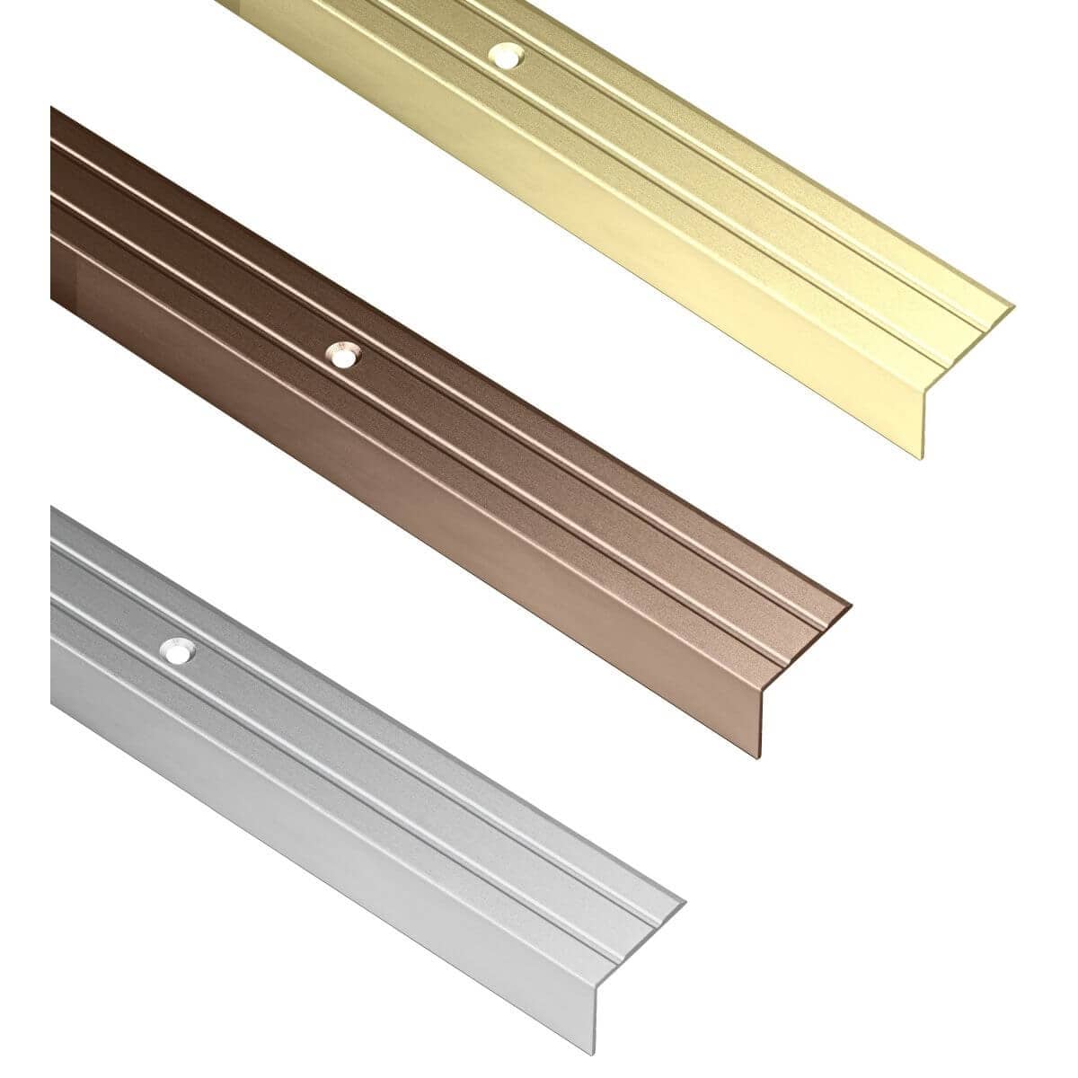 Alfer Treppenkantenprofil 25x20 mm Aluminium Treppenwinkel L-Form gelocht, Bronze matt - 1000 mm