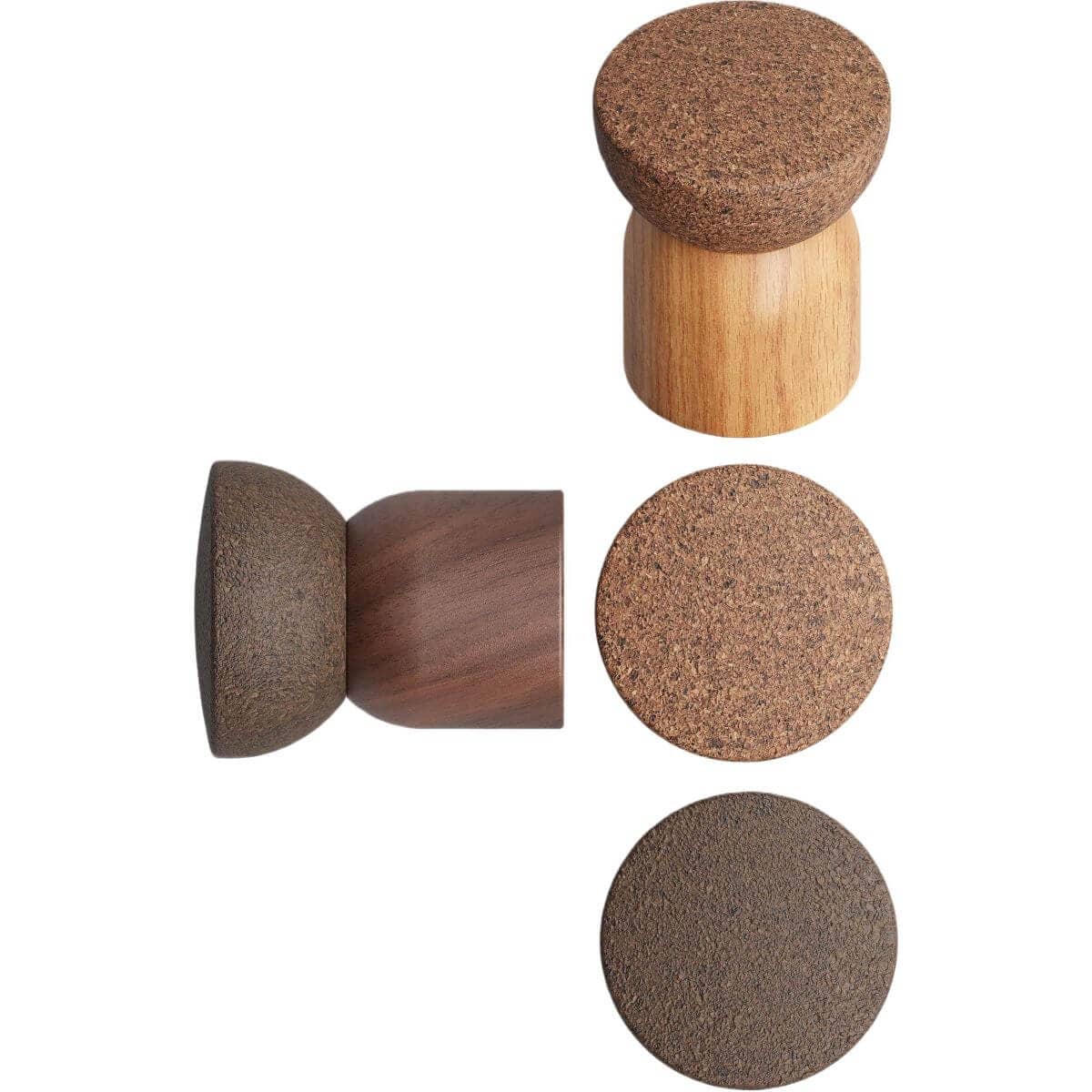 Butoir de porte au sol Viefe PIECE en bois & liège, Ø 48 x 59 mm