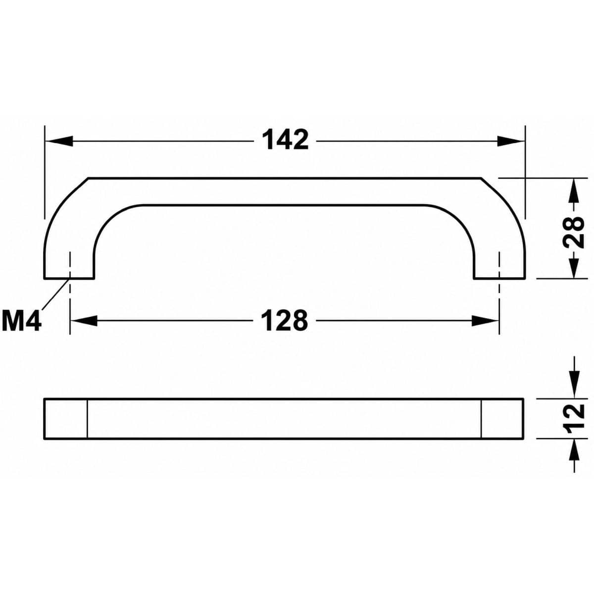 Häfele Möbelgriff H1955 aus Metall, Zinn antik BA 128 mm