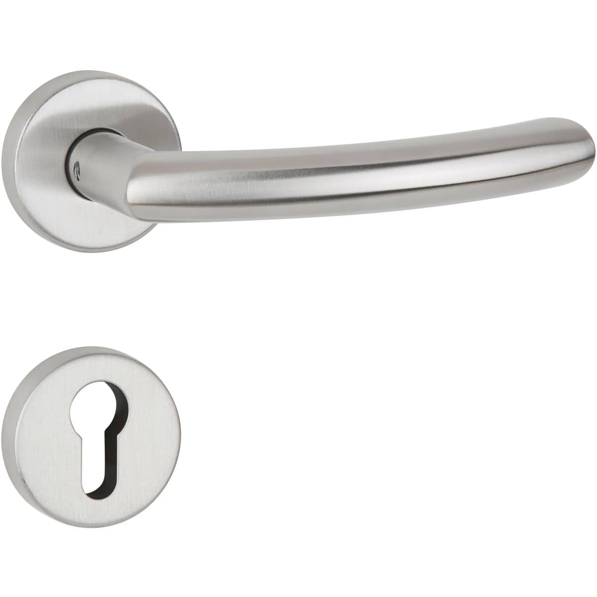 Hermat Türdrücker BASIC 04 aus Edelstahl, PZ - Profilzylinder Edelstahl matt