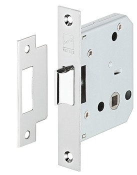 Häfele Startec Flush-mount lock for hinged doors, backset 55 mm, stainless steel matte