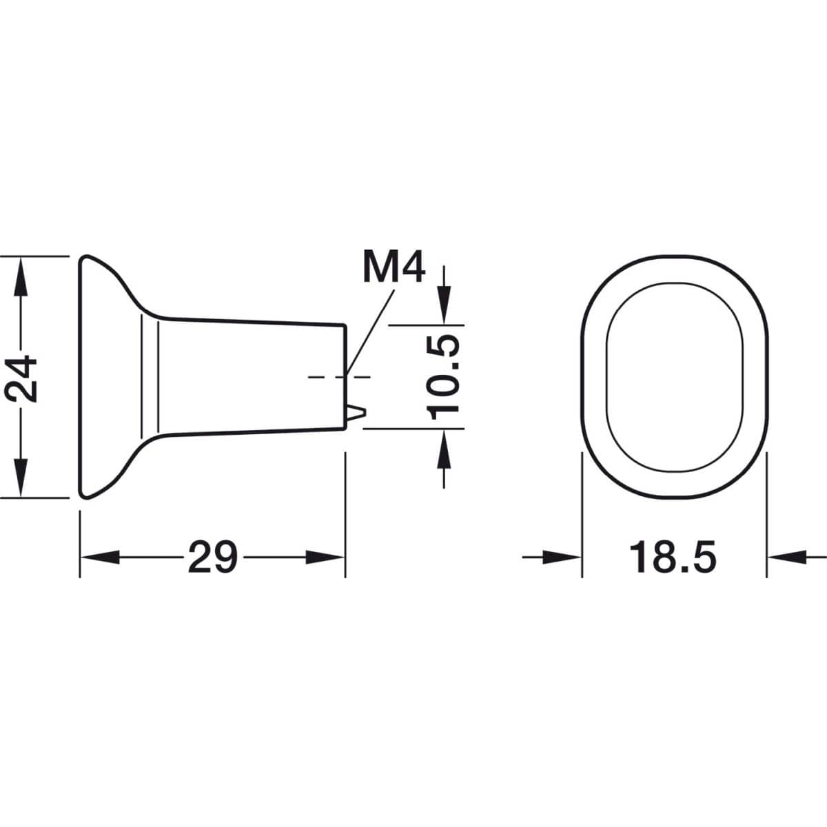 Häfele Möbelknopf H2325 aus Metall, Schwarz matt 24 x 29 mm
