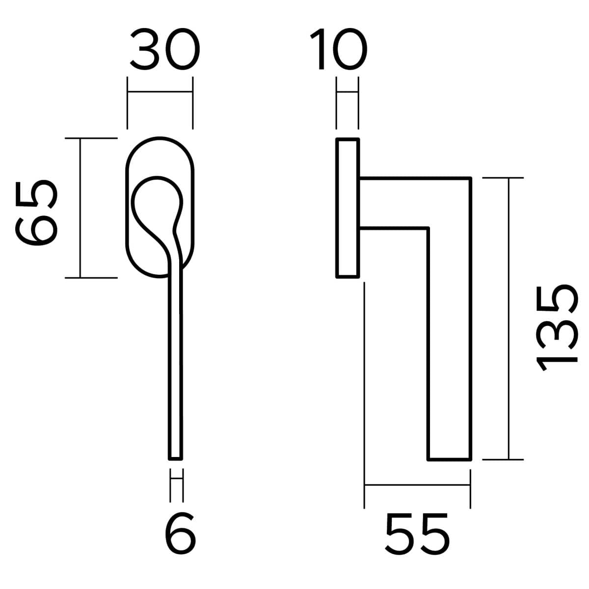 Fimet Fenstergriff ONDA 1230 aus Metall, Chrom satiniert - rechts