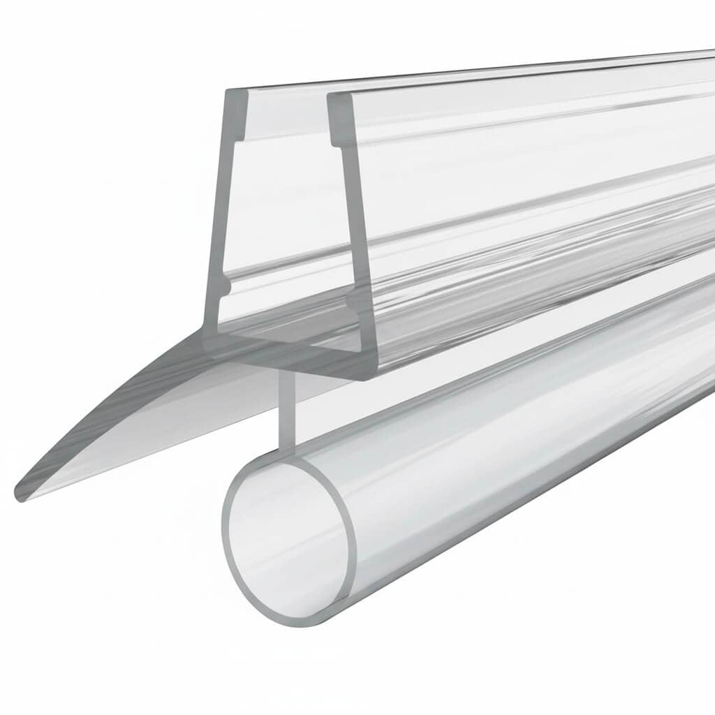 Rehau Duschtürdichtung kompatibel mit Schwallschutzleiste mit Schlauch & 135° Lippe für Glasdicke 6 - 8 mm, 1000 mm