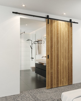 Herraje de puerta corredera Häfele Slido Design 100-S juego de puerta corredera para puertas de madera longitud 2000 mm