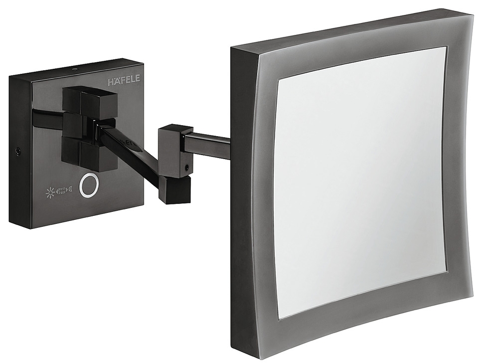 Specchio cosmetico Häfele H1050 ottone grafite-nero quadrato