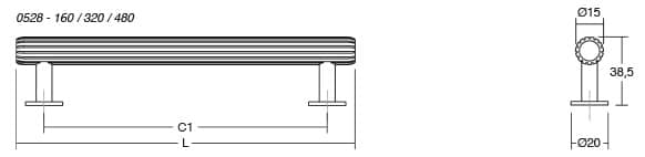 Viefe RILLE aluminium furniture handle, BA 160 - 992 mm, 480 mm - dark brushed brass