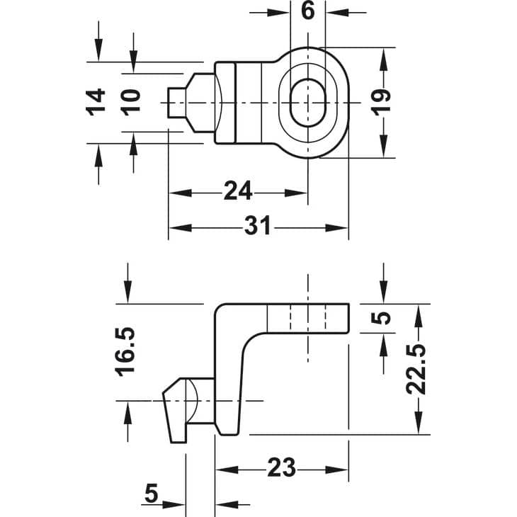 Häfele Rückwandverbinder aus Metall, vernickelt Länge 23 mm