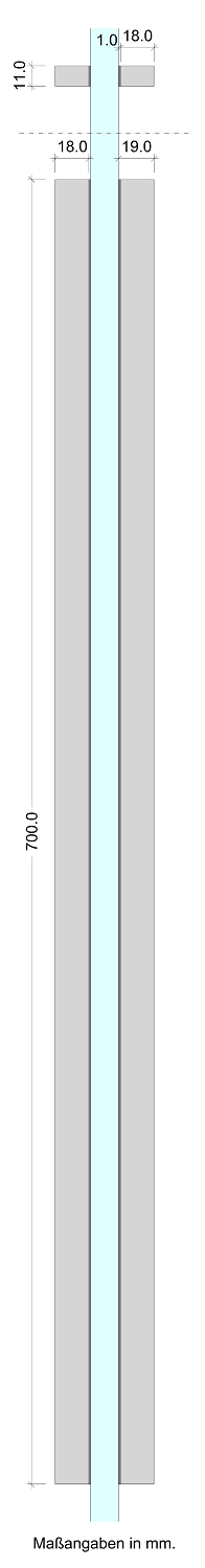 Glastürgriff aus Aluminium selbstklebend Skizze