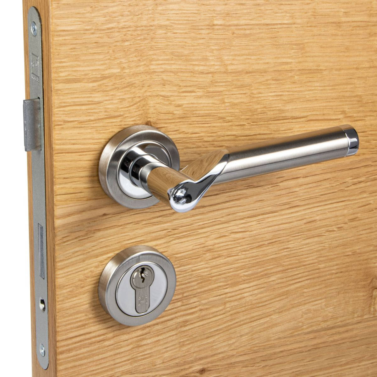 Türdrücker MIRAGE aus Edelstahl gebürstet / verchromt PZ