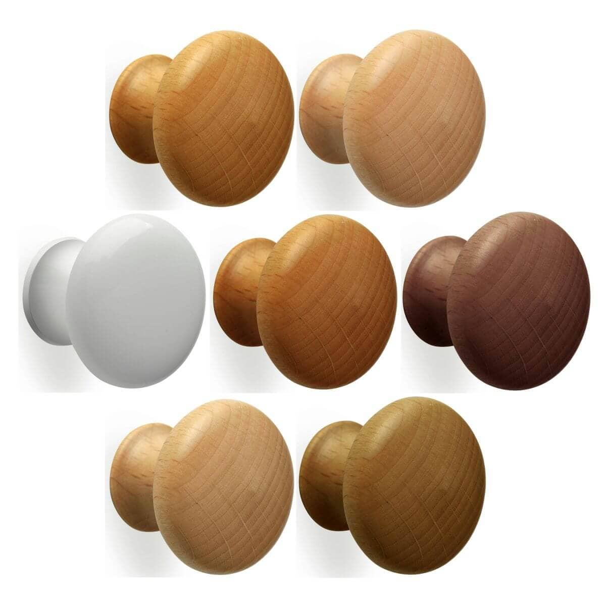 Mital Möbelknopf URSULA aus Holz, Buche roh (unbehandelt) - Ø 27 mm