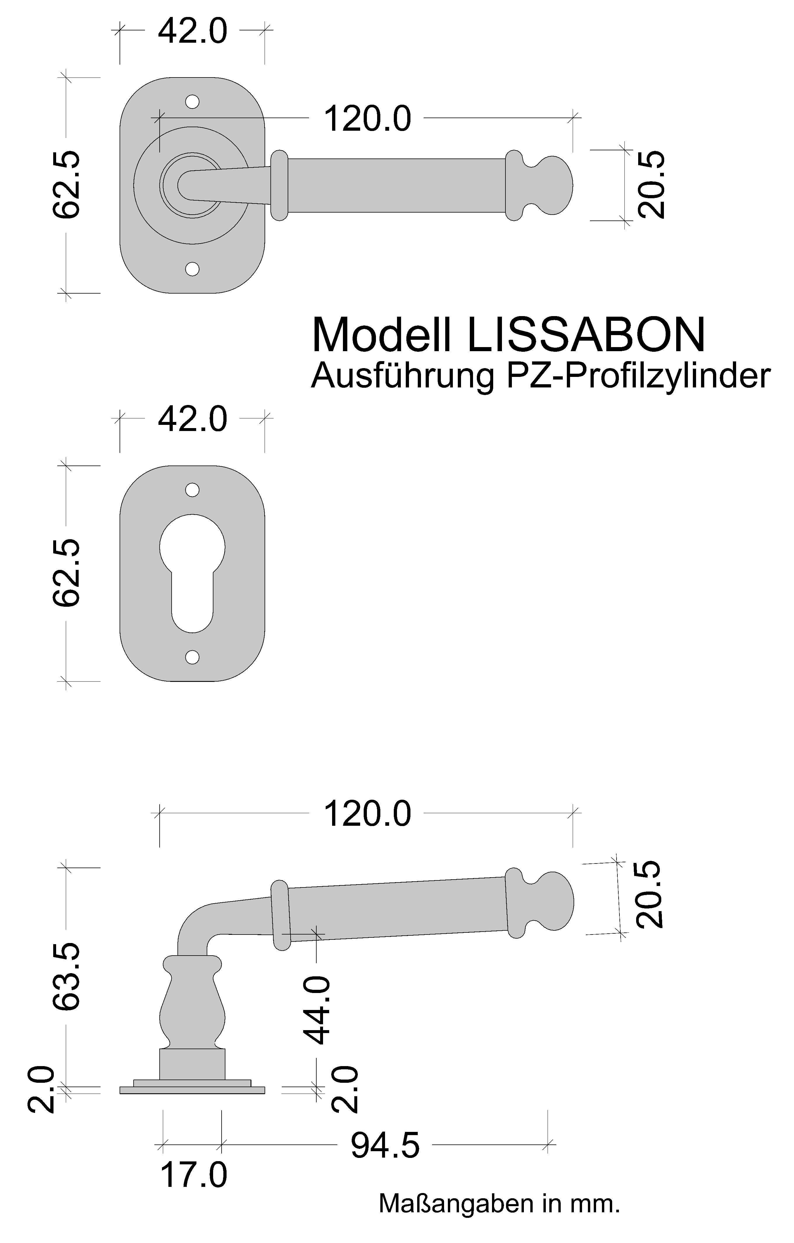 Skizze Türgriff oval Lissabon