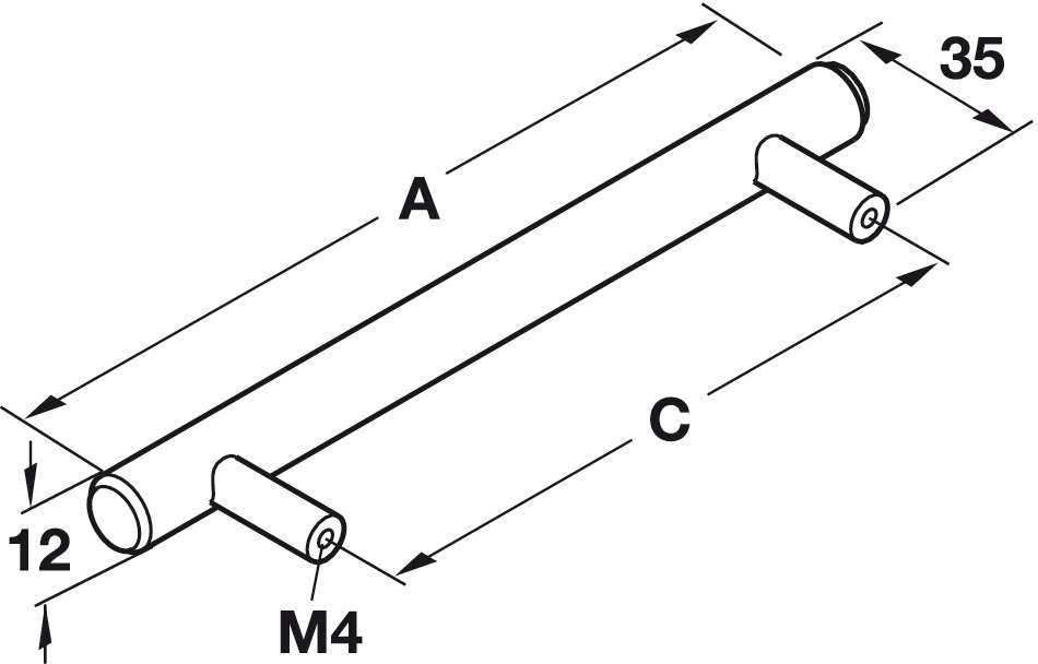 Möbelgriff NAME aus Stahl, Ø 10 mm (Skizze)