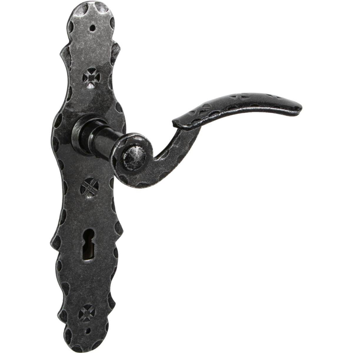 Lienbacher Türdrücker-Garnitur BERN aus Schmiedeeisen Ö-Norm 90 mm, BB - Buntbart