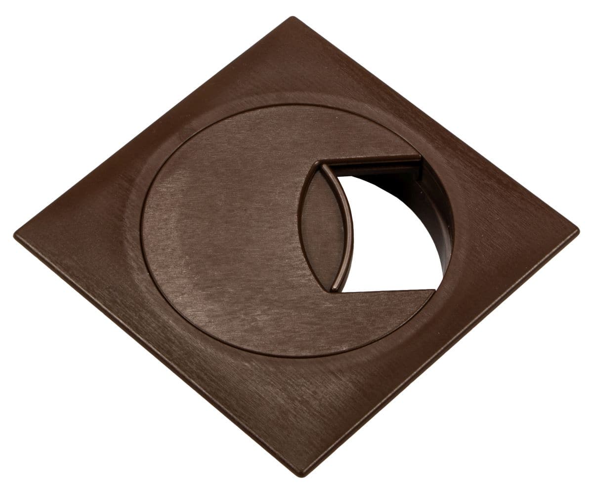 Häfele PLAZA cable outlet made of plastic, square, 80 mm, brown