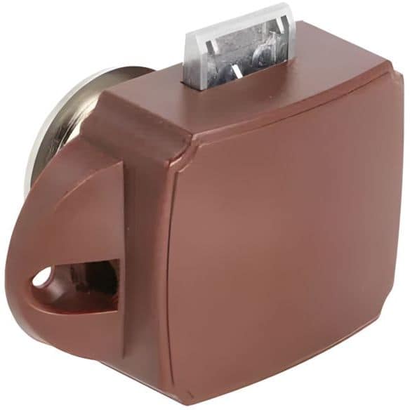 Siso serratura a catenaccio PUSH LOCK RV per spessore legno 13 - 18 mm marrone, pomello nichel opaco - set completo