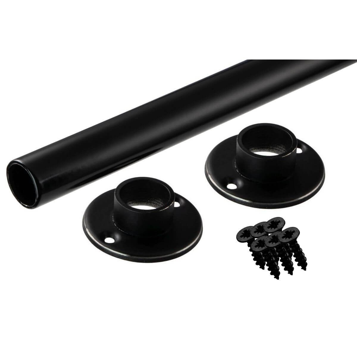 Gedotec Tube d'armoire POLE BLACK en acier noir rond Ø 25 mm