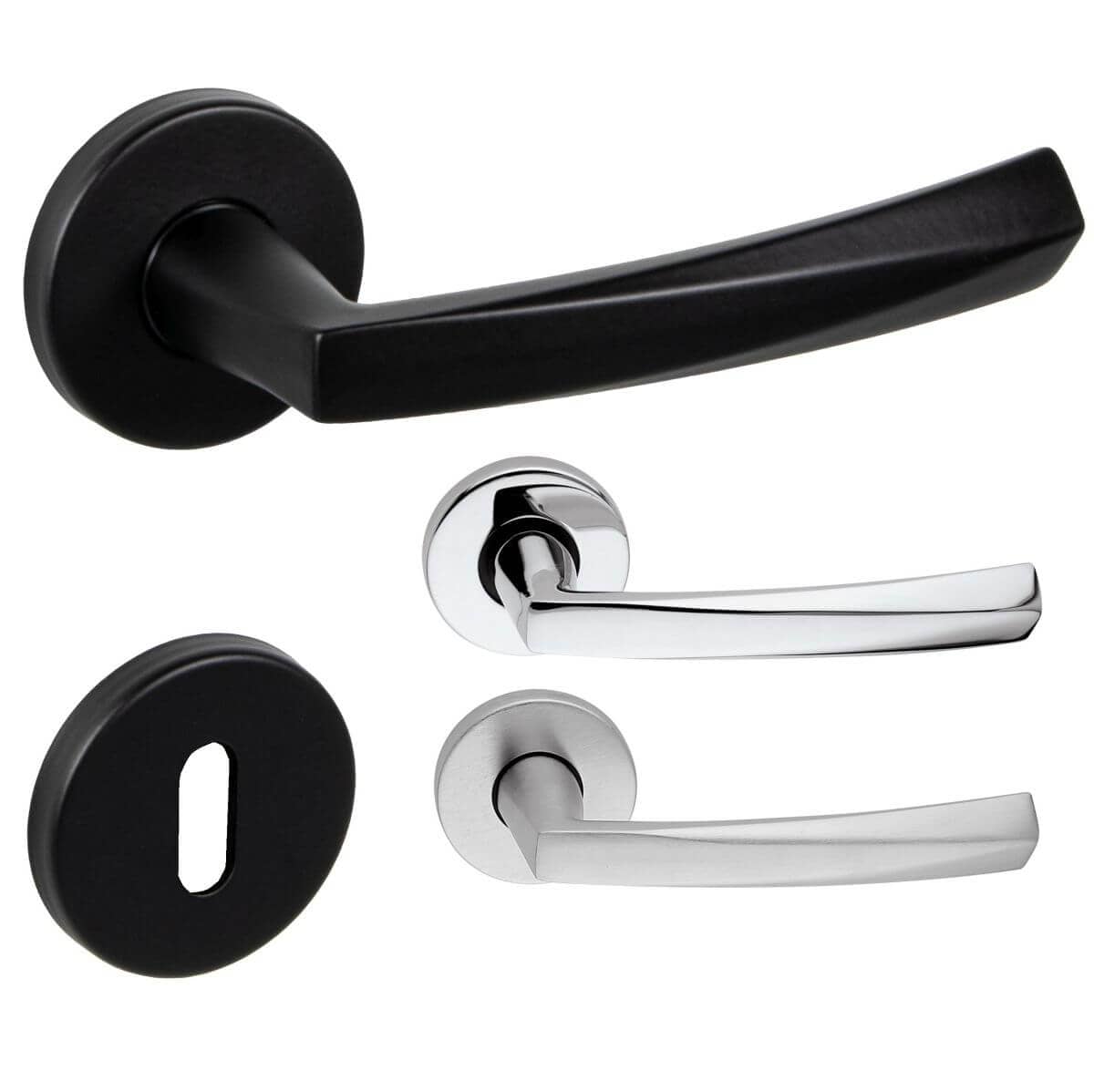 Set di maniglie a leva Fimet DIAMOND 199-273 in metallo, WC - bagno - cromo satinato