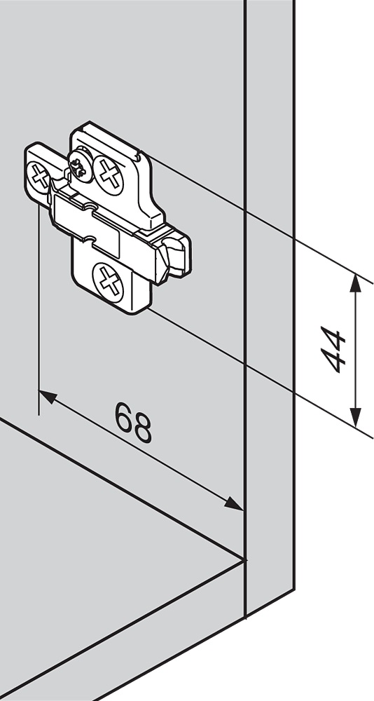 Blum Clip Top Kreuzmontageplatte zum Schrauben Skizze2