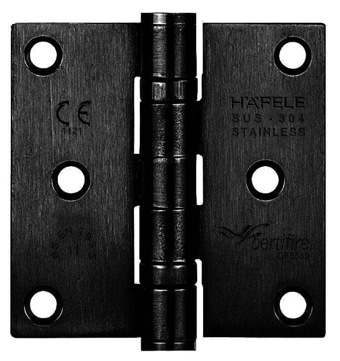 Cerniera a vite Häfele DHB 1212 in acciaio inox, 76 x 76 mm, nero opaco