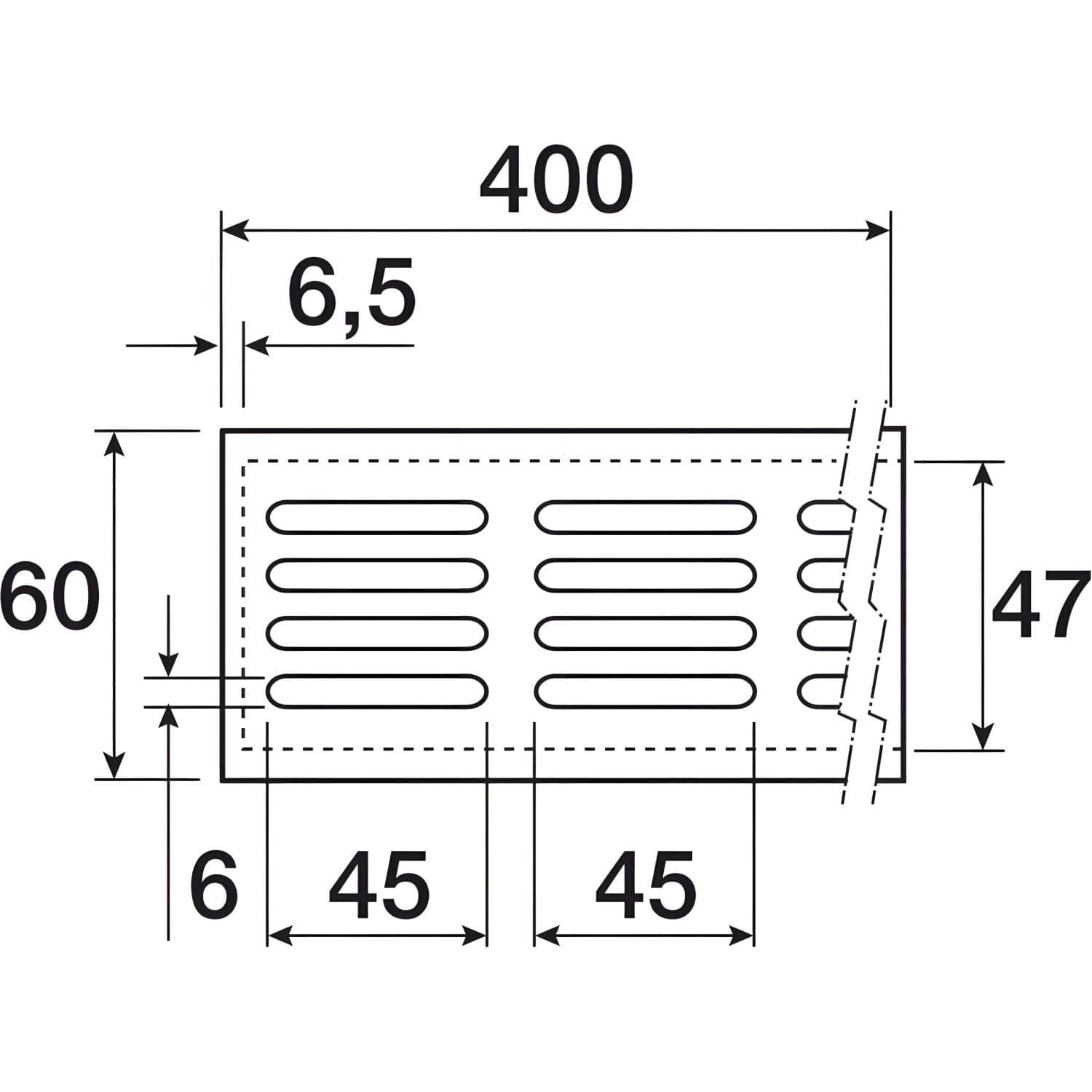 Gedotec Lüftungsgitter aus Holz, 400 x 60 mm