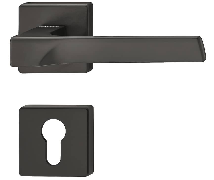 Häfele Drückergarnitur LDH 3205 aus Metall, Schwarz matt, PZ - Profilzylinder