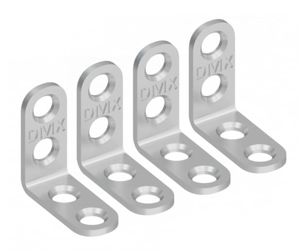 Domax Montagewinkel aus Stahl rund 4-Stück-Set, 30 x 30 x 13 x 2,0 mm