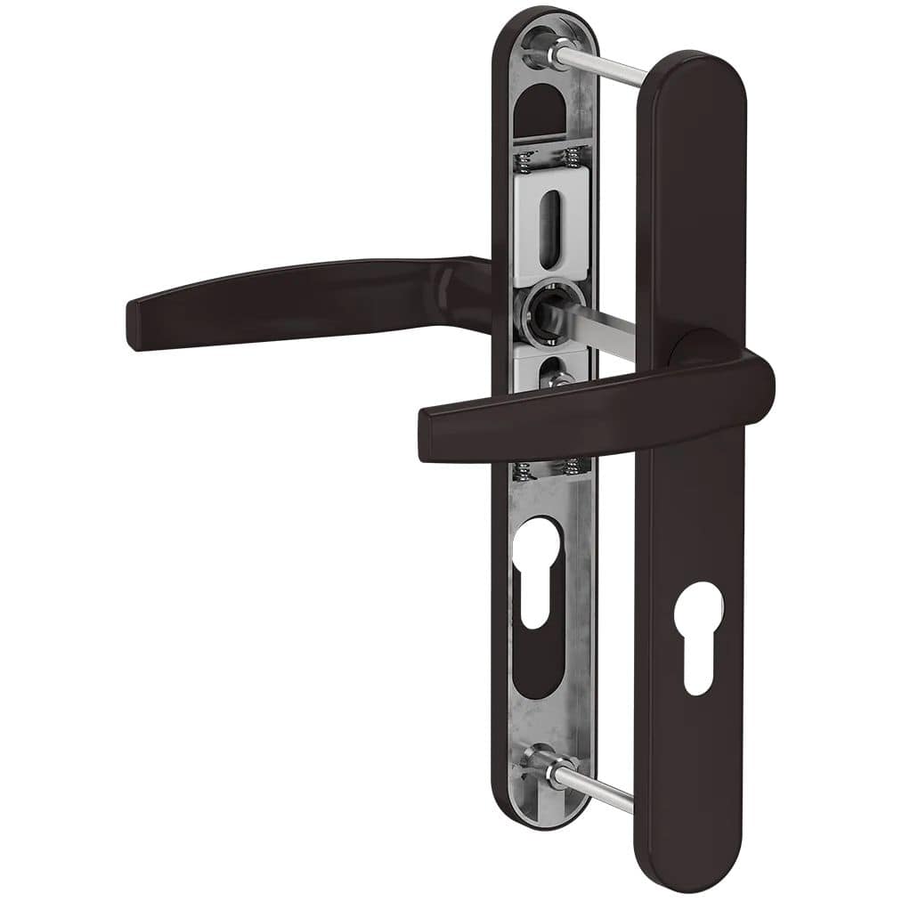 Gedotec Schmalrahmengarnitur VICTORY aus Aluminium Drücker/Drücker B36 mm DIN NORM 92 mm PZ, Braun (RAL 8019)