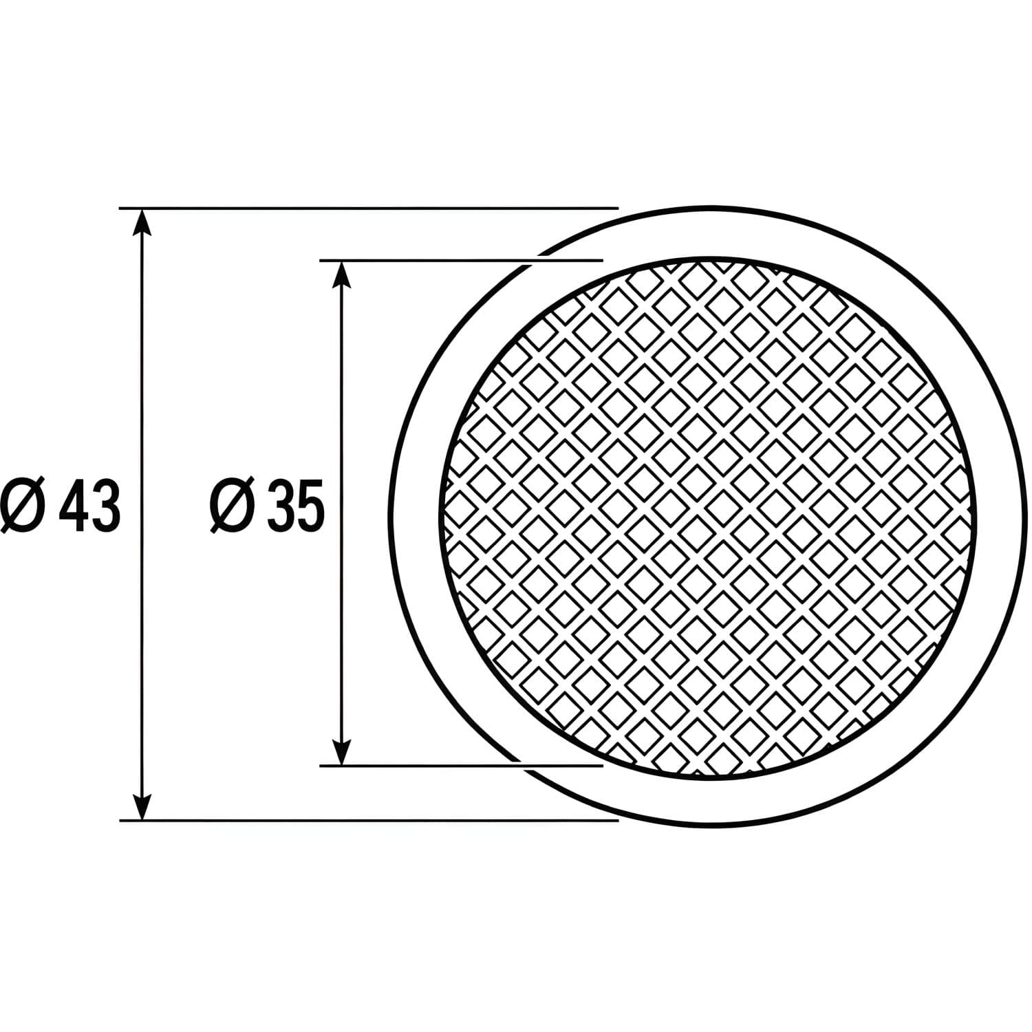 Gedotec Lüftungsring aus Metall, Ø 35 mm mit Siebgitter Messing poliert