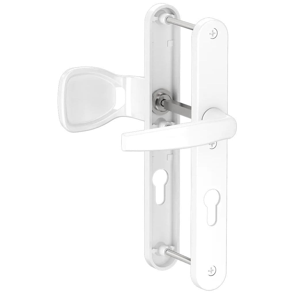 Gedotec Schmalrahmengarnitur VICTORY II aus Aluminium Drücker/Knopf DIN NORM 92 mm PZ, Weiß (RAL 9016) - 25 mm
