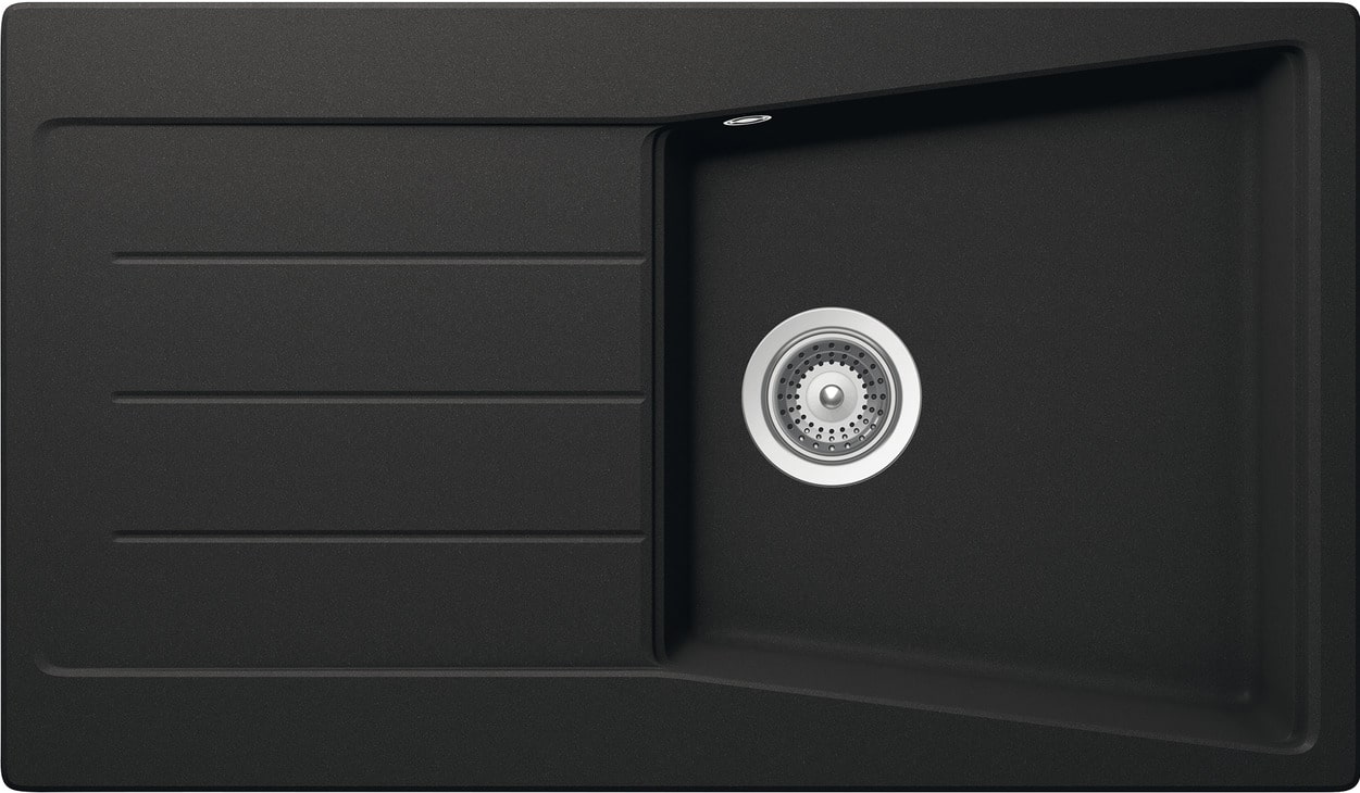 Aufbauspüle AS02S mit kleinem Becken 860 x 500 mm Schwarz Matt