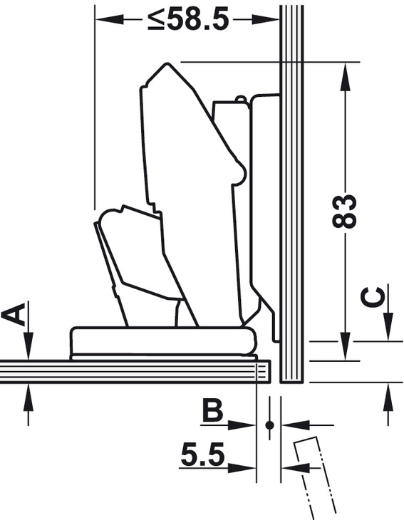 Blum Clip Top Montageplatte CRISTALLO zum Kleben Skizze2