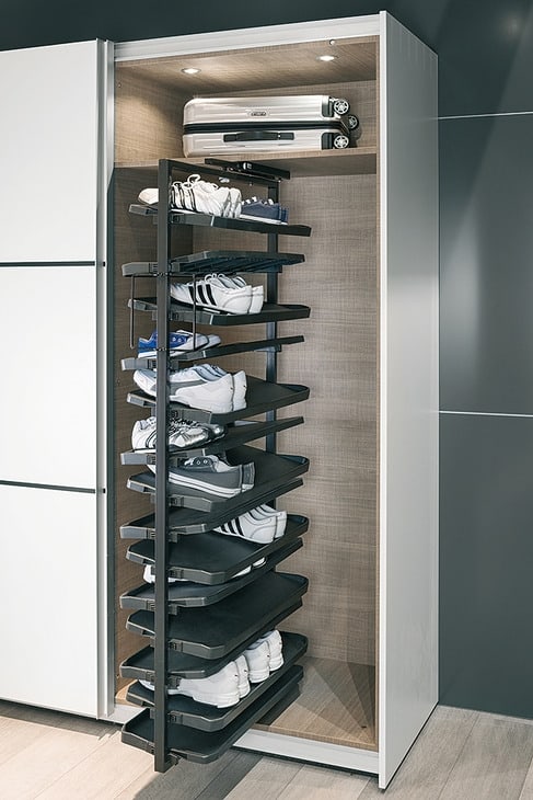 Häfele Schuhschrankauszug 180° drehbar Schuhhalter Schrankauszug für Schuhe H3020, schwarz - 1000 mm | schwarz - 1000 mm