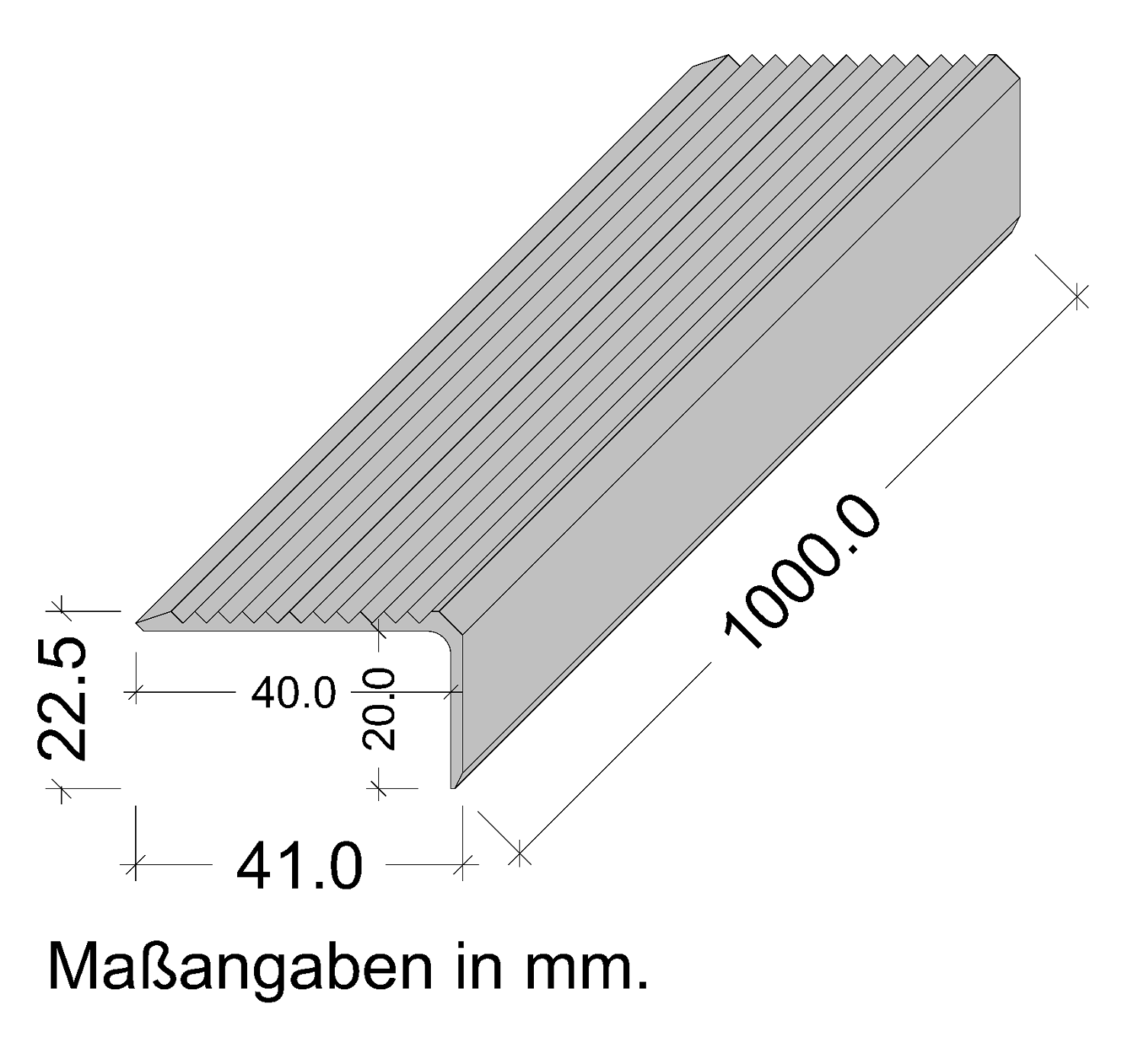 Treppenprofil Aluminium selbstklebend Skizze