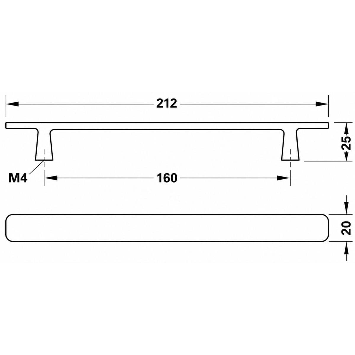 Häfele Möbelgriff H2115 aus Metall, Edelstahl-Optik BA 160 mm