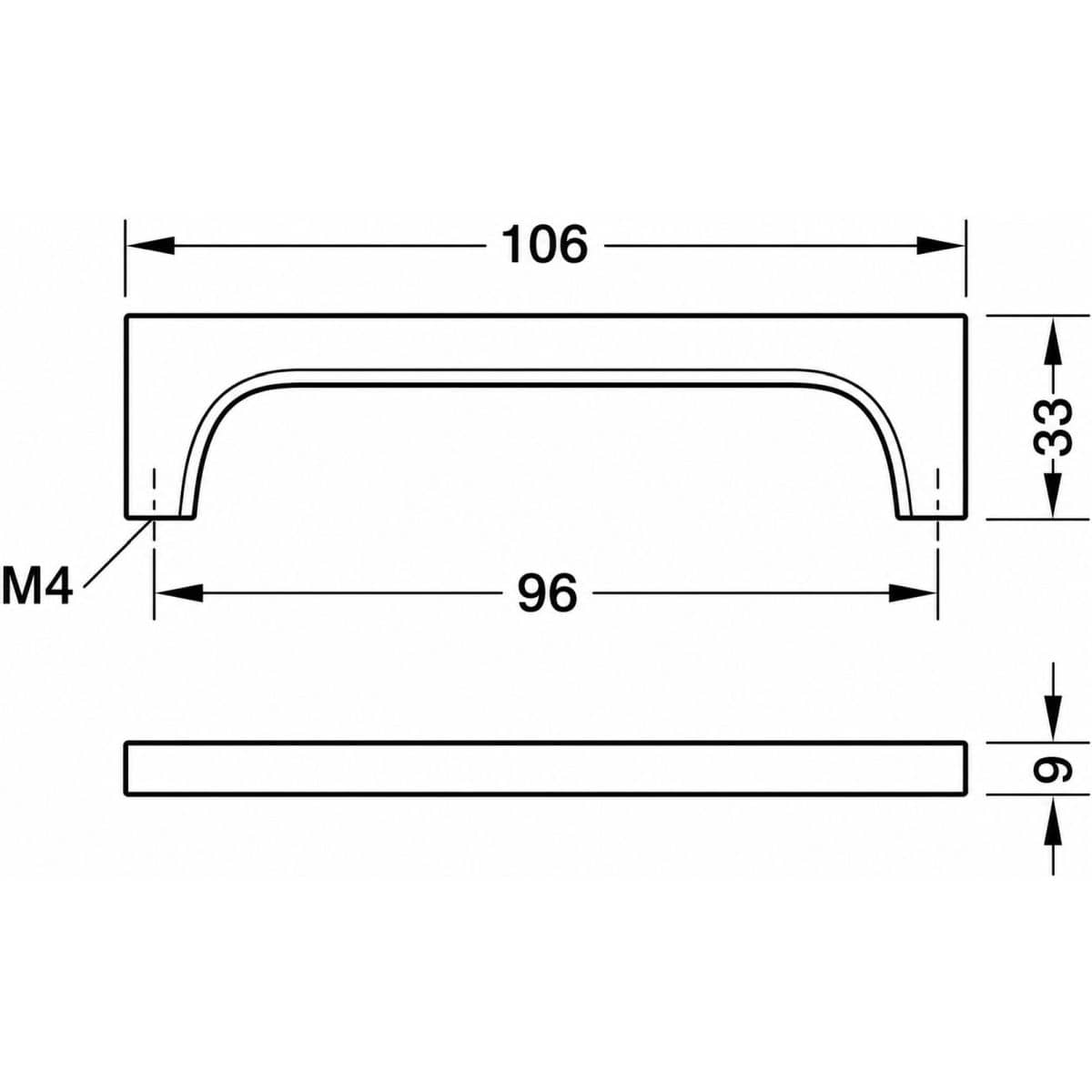 Häfele Möbelgriff H2535 aus Metall, Schwarz matt BA 96 mm