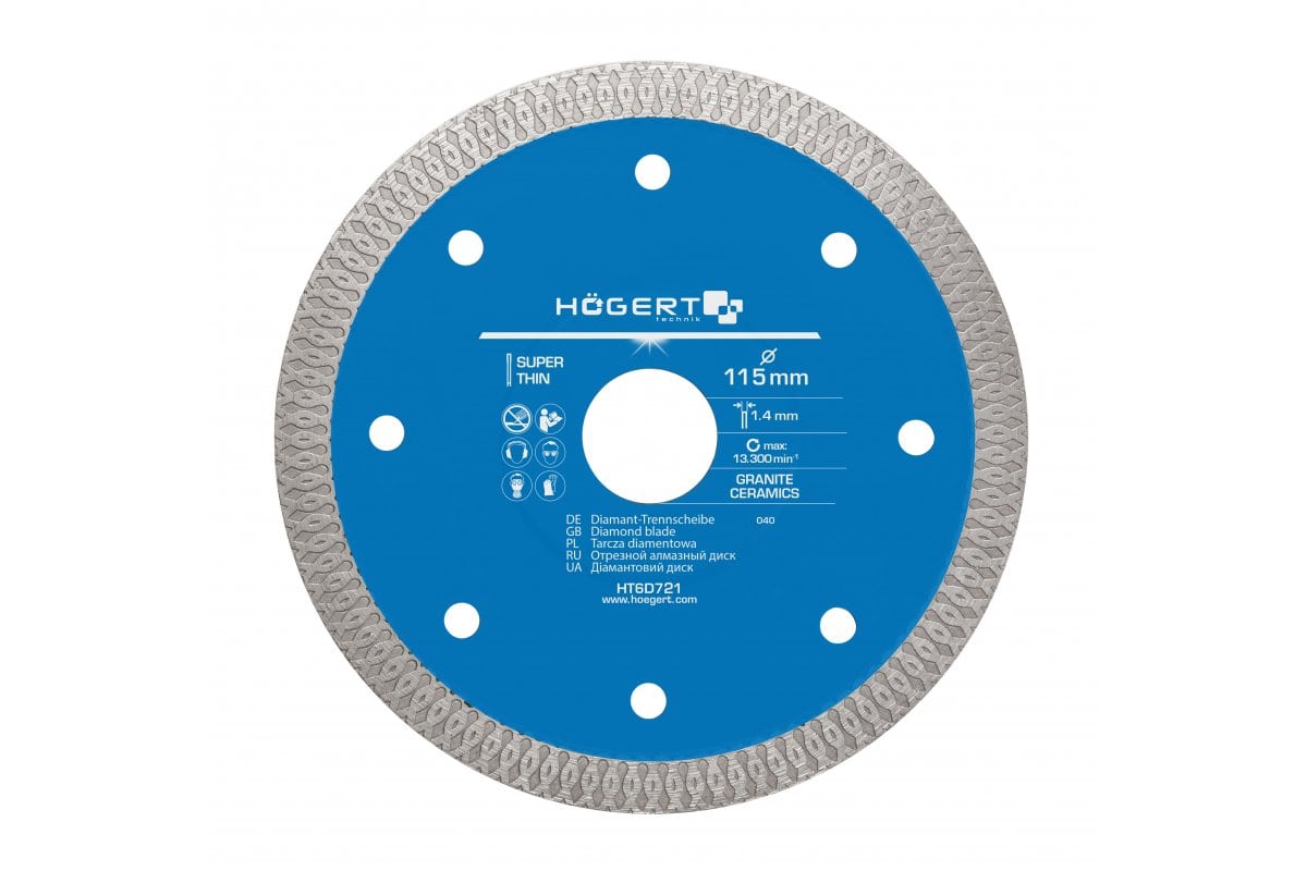 Disco da taglio diamantato Högert per piastrelle e ceramica, Ø 125 x 1,2 mm