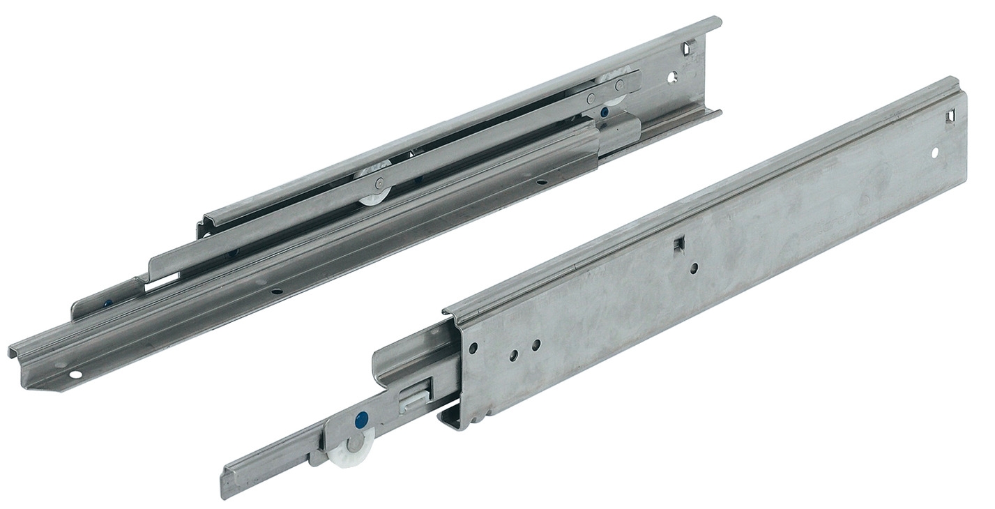 Fulterer Drawer Slides Full Extension FR791 up to 68 kg Roller Guide Stainless Steel Surface Mount