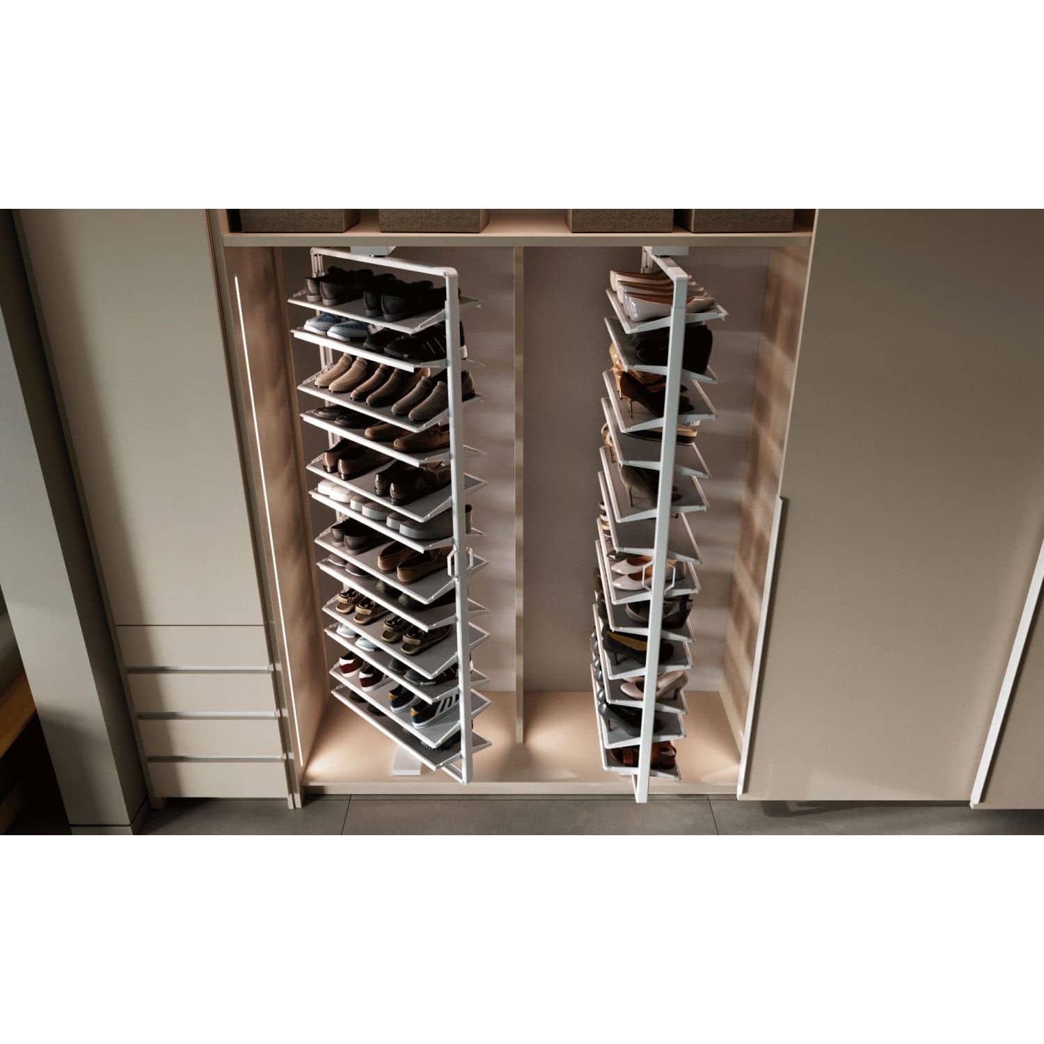 Gedotec Schuhschrankauszug aus Stahl 180° drehbar, Höhe 770 - 2040 mm