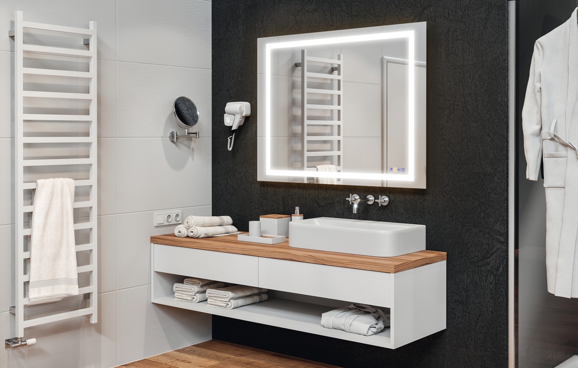 Specchio da bagno Häfele con illuminazione LED LOOX5, touch dimmer e suono Bluetooth SALE, 900 x 600 mm