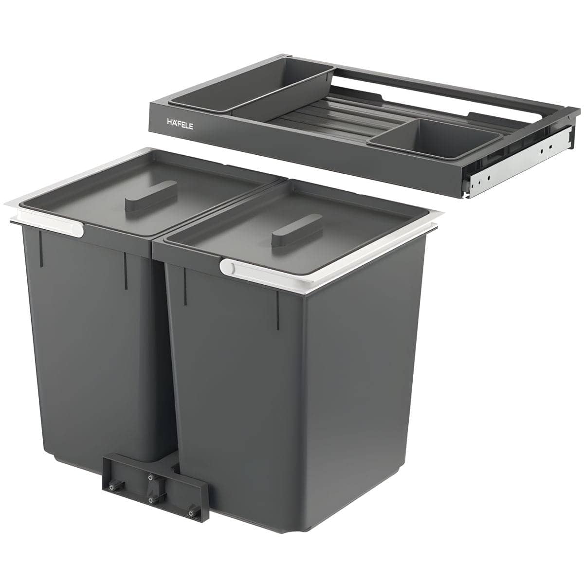 Häfele Doppel-Abfallsammler CYCLE mit PREMIUM Auszugablage, Korpusbreite 600 mm 2 x 16l | 2 x 16l